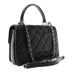 Lambskin Quilted Small Trendy CC Dual Handle Flap Bag Black