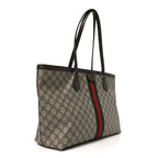 GG Supreme Monogram Medium Ophidia Shopping Tote Brown