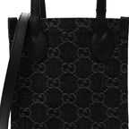 Denim Cuoio Harness GG Monogram Mini Ophidia Tote Bag Black Medium Grey