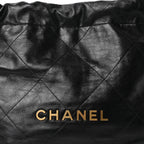 Shiny Calfskin Quilted Small Chanel 22 Black