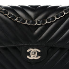 Lambskin Chevron Quilted Small Double Flap Black