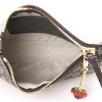 GG Supreme Monogram Textured Dollar Calfskin Web Small Ophidia GG Handbag Beige Ebony New Acero
