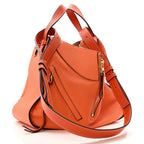 Grained Calfskin Small Hammock Shoulder Bag Apricot Orange