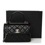Lambskin Quilted Small Trendy CC Dual Handle Flap Bag Black