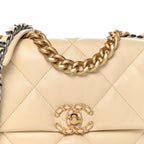 Lambskin Quilted Medium Chanel 19 Flap Beige