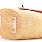 Raffia Lambskin Small Wicker Tote Beige Light Pink