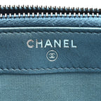 Metallic Caviar Quilted Small Boy Clutch With Chain Turquoise