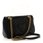 Calfskin Matelasse Small GG Marmont Shoulder Bag Black