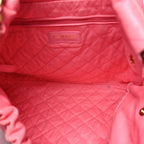 Shiny Calfskin Quilted Chanel 22 Drawstring Bag Coral Pink