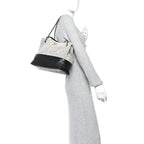 Suede Calfskin Shiny Lambskin Quilted Small Coco Base Shopping Bag Grey Black