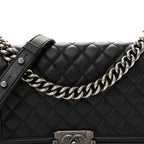 Calfskin Quilted Medium Boy Flap Black