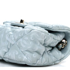 Lambskin Quilted Printed CC Mini Square Flap Light Blue