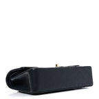 Caviar Quilted Medium Double Flap Navy