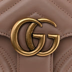 Calfskin Matelasse Mini GG Marmont Top Handle Shoulder Bag Porcelain Rose