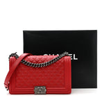 Lambskin Quilted New Medium Boy Flap Red