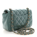 Lambskin Quilted Mini Rectangular Flap Green