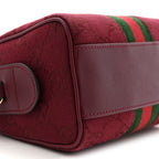 GG Supreme Monogram Textured Dollar Calfskin Web Super Mini Ophidia Top Handle Bowler Bag Rosso Ancora
