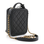 Caviar Quilted CC North South Filigree Vanity Case Black