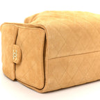 Suede Quilted Small Chanel 25 Handbag Beige