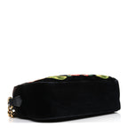 Velvet Matelasse Deer Embroidered Small GG Marmont Chain Shoulder Bag Black