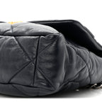 Goatskin Quilted Large Chanel 19 Flap Navy Blue