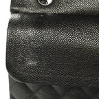 Metallic Caviar Quilted Medium Double Flap Dark Charcoal