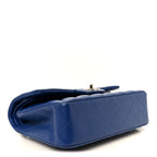 Caviar Quilted Small Double Flap Blue