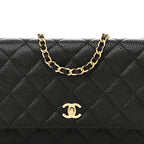 Caviar Quilted CC Turnlock Wallet On Chain WOC Black