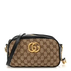 Monogram Matelasse Diagonal Small GG Marmont Chain Shoulder Bag Beige Black