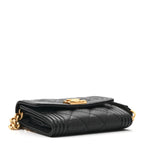 Caviar Quilted Boy Card Holder On Chain Black
