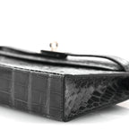 Shiny Niloticus Crocodile Kelly Elan Pochette Bleu Tempete