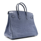 Matte Porosus Crocodile 18K White Gold Diamond Birkin 35 Bleu Brighton