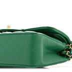 Caviar Quilted Small Double Flap Green