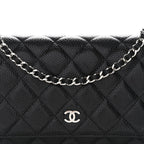 Caviar Quilted Wallet on Chain WOC Black