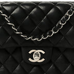 Lambskin Quilted Small Double Flap Black