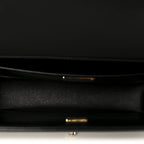Calfskin Quilted Medium Chain Detail Boy Flap Black