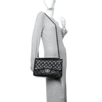 Caviar Quilted Jumbo Double Flap Black