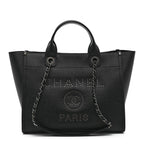 Caviar Small Studded Deauville Tote Black