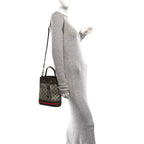 GG Supreme Monogram Web Small Ophidia Bucket Bag Brown