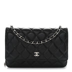 Caviar Quilted Wallet on Chain WOC Black