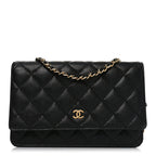 Caviar Quilted Wallet on Chain WOC Black