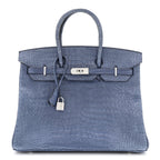 Matte Porosus Crocodile 18K White Gold Diamond Birkin 35 Bleu Brighton