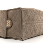 Suede Quilted Medium Chanel 25 Handbag Dark Grey