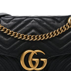 Calfskin Matelasse Small GG Marmont Shoulder Bag Black