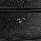 Caviar Quilted Wallet on Chain WOC Black