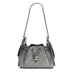 Metallic Caviar Quilted Mini Chanel 25 Handbag Anthracite