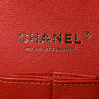 Caviar Quilted Medium Double Flap Light Red