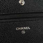 Caviar Quilted Wallet on Chain WOC Black