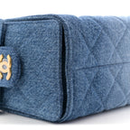 Washed Denim Quilted Mini Chanel 25 Handbag Blue