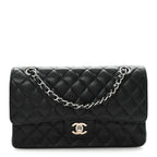 Caviar Quilted Medium Double Flap Black